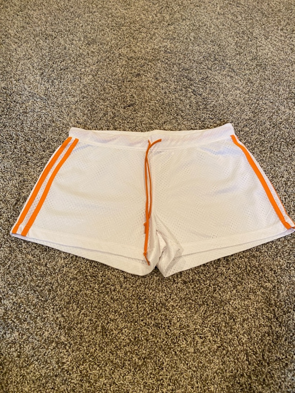 NWOT - No Boundaries White Mesh Athletic Shorts with Orange Trim | Size Large